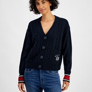 Tommy Hilfiger Women's Black Cable Knit Cardigan